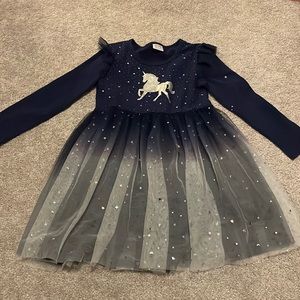 3/$20 Navy Blue Ombré Unicorn Dress sz 6/7